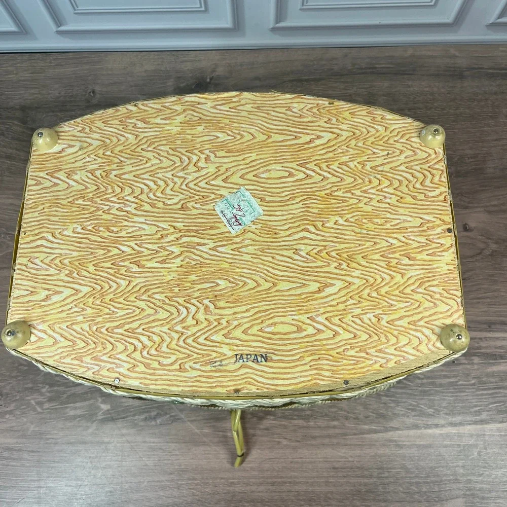 Vintage‎ Dritz Sewing Basket Wicker Style w/Handle Woven Japan Oval Velvet MCM